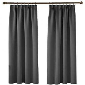 Deconovo Cortinas Fruncidas Termicas Aislantes Frio y Calor para Dormitorio Matrimonio Salón Hotel Casa Exterior con Bolsillos 1 Par 117 x 138 cm Gris Claro