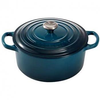 Le Creuset Signature Enamelled Cast Iron Round Casserole Dish With Lid, 20 cm, 2.4 Litres, Deep Teal, 21177206422430
