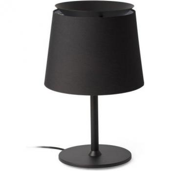 Lámpara Sobremesa Savoy, Difusor de Tela y Acero, Color Negro, Altura 51 cm