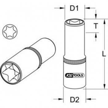 KS Tools 9114427, Stecknuss 1/2 TX-E, 78mm, E16