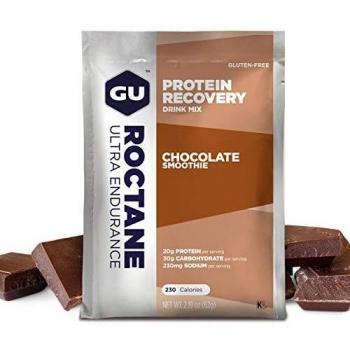 GU Roctane Protein Recovery | Sabor choco | Bebida recuperadora de energía y proteinas trás un intenso esfuerzo | Reductor de fátiga | pack de 10 sobres