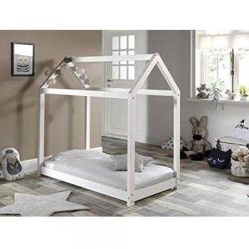 Cama Infantil Cabana Vipack 70 x 140 cm, Madera de Pino Macizo Blanca