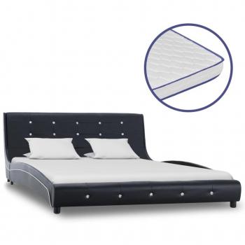 Cama con colchón Memory Foam Black en cuero sintético 140x200 cm