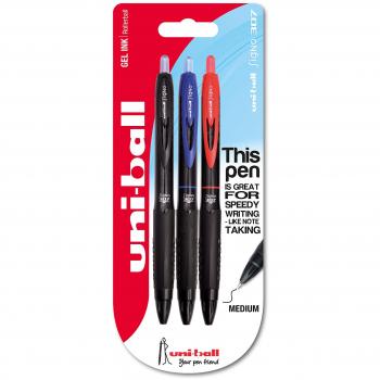 Bolígrafos de tinta gel UMN-307 Signo 307 RT, tinta gel negra/azul/roja, paquete de 3 unidades