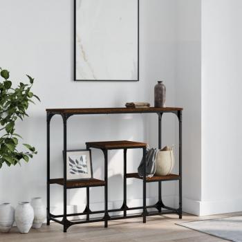Mesa consola de madera de ingeniería 89,5x28x76 cm en color Negro, Roble Sonoma y Roble ahumado - Mesa de sofá, Mesa de Entrada para Salón, Consola de Entrada, Mueble Recibidor
