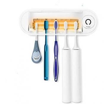 MECO Portacepillo de Dientes Esterilizador UV 5 Minutos con Función de Secado, 5 Puertos Esteriliza Automático Cada 4 Horas Soporte eléctrico de Pared, para Familia Regalo
