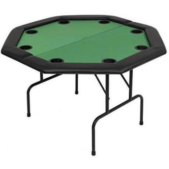 vidaXL Tablero de Póker Plegable 8 Jugadores Octagonal Verde Mesilla Auxiliar