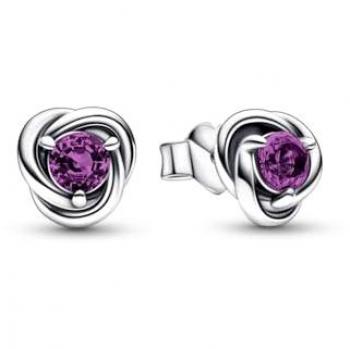 Pendientes de Botón Pandora Círculo Eternity Febrero Morado