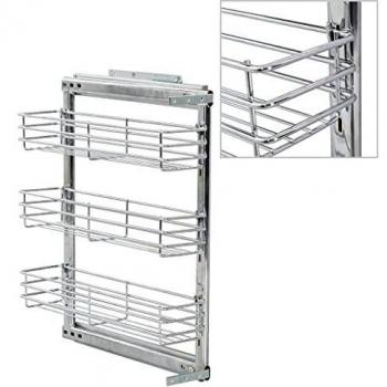 vidaXL - Cesta de Alambre para Cocina, 2 Niveles, Extensible, para armarios Inferiores, 17 x 51 x 60 cm, Color Plateado