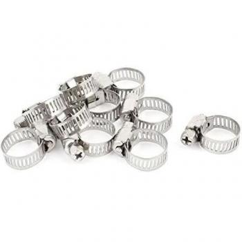 sourcing map 10 pcs Gusano de Metal Duro Aro la abrazadera de la manguera del tubo ajustable 9-16mm