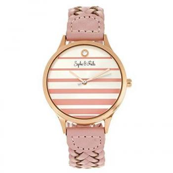 Sophie & Freda Tucson Pink Leather Watch with Swarovski Crystals - One Size Rose Gold