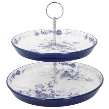 London Pottery Blue Rose - Soporte para pasteles, diseño de rosas azules, tartera con estampado de rosas azules, material cerámico, apto para lavavajillas y horno