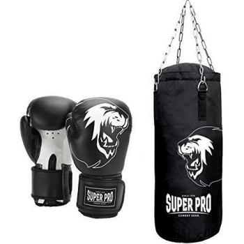 Set de Boxsack Junior Super Pro - Equipamiento de Combate Unisex, Color Negro y Blanco