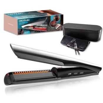 Plancha de Pelo Cecotec RitualCare Steamy con Tecnología de Vapor, Infrarrojos, Placas de Cerámica y Queratina, Temperatura Regulable, Bolsa Térmica y Estuche de Cuero