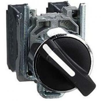 Schneider Electric XB4BD25 Selector negro Ø 22 mango de 2 posiciones, 1 NA + 1 NC