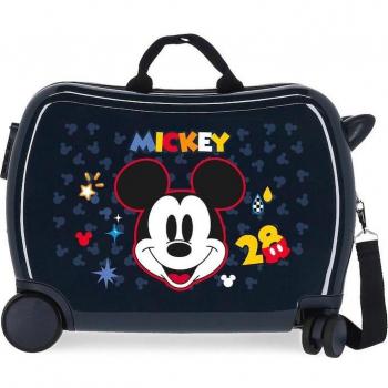 Disney Maleta de Cabina Infantil Mickey Get Moving Rígida 2 Ruedas Multidireccionales Azul con Capacidad de 34L