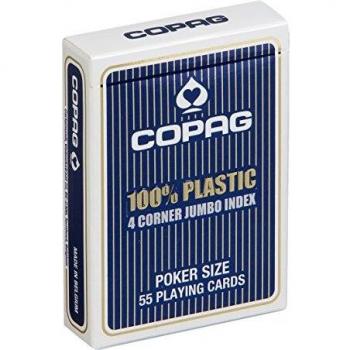Baraja de Poker COPAG® Jumbo 100% Plástico Azul con 4 Índices - A partir de 18 años