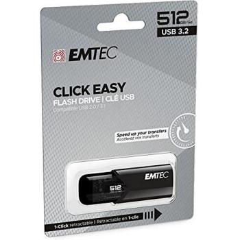 Pen Drive Emtec B110 Click Easy USB 3.2 - 512 GB - Negro