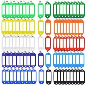 Llaveros con Etiqueta, NIAGUOJI 100 Unidades Llavero con Anillo de Plástico ID Llaveros para Hotel Escuela de Oficina EquipajeHogar 10 Colores