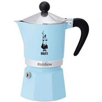 Bialetti Rainbow Cafetera Italiana Espresso, 3 Tazas, Aluminio, Azul