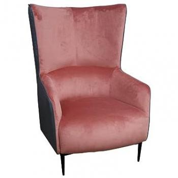 Sillón de Terciopelo Rosa con Estructura Antracita Modelo Mendocino