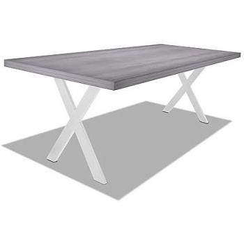 Mesa de comedor Frankystar de madera y metal con patas blancas en forma de X - 160x90 cm