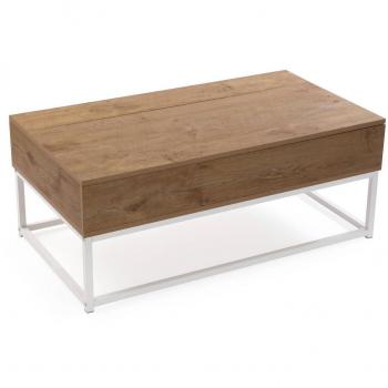 Mesa de Centro Elevable Plegable de Madera Roble Claro 40x55x100cm