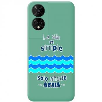 Funda Silicona Líquida Verde Diseño Agua para TCL 50 5G
