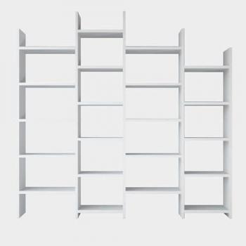 Estantería Librería Rosalba, Tablero Aglomerado de Melamina, Blanco, 200x30x192 cm