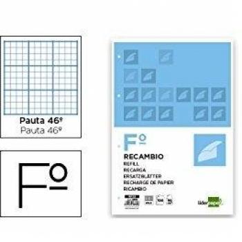 RECAMBIO LIDERPAPEL FOLIO 100 HOJAS 60G/M2RAYADO Nº46 4 TALADROS