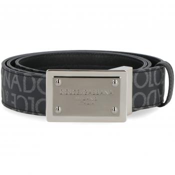 Dolce & Gabbana Men's Grey Logo Reversible Belt, Size 110 CM