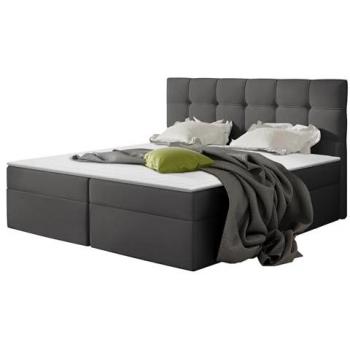 Cama Continental Doble Comfivo 195 Tapizada con Somieres, 160x200 cm, Color Gris, Elegante Diseño