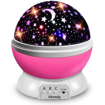 Moredig Proyector Estrellas, 360° Rotación Romántica Luz Estrellas y 8 Modos, Regalo para Niños y Bebés Cumpleaños, Día de los Reyes, Navidad, Halloween etc