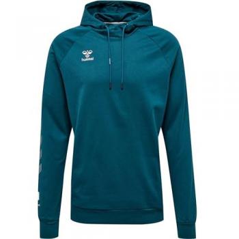Hummel Sudadera con Capucha Move Grid Cotton, sudadera con capucha de algodón, color Deep Teal, talla L para hombre