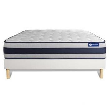 Somier blanco + colchón de muelles y viscoelástica 150 x 190 cm - Pack Actiflex Ergo con 3 zonas de confort