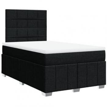 Cama box spring con colchón de muelles en tela negra 120x200 cm