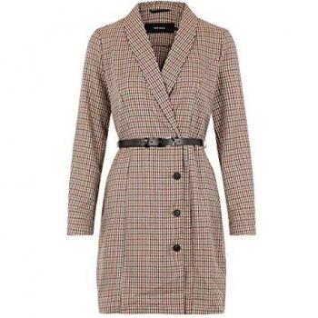 Vero Moda Vestido Mujer L Beige 10220439 VMALICIA L/S Short Dress Tobacco Brown Small