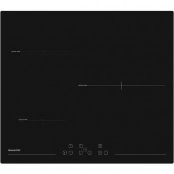 Placa de Inducción Sharp KH-6I31NT0K, 3 Fuegos, 60 cm, Negro, Integrada