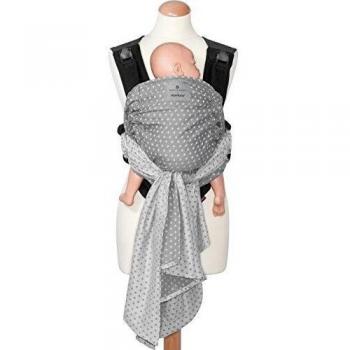 manduca Duo Portabebe > WildCrosses grey/gris < Innovador Sistema Click&Tie, Mochila y Fular Portabebés en Uno, Otimizado para Llevar Delante del Vientre, para Recién Nacidos & Bebés