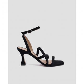 Sandalias de tacón de mujer en piel de color negro