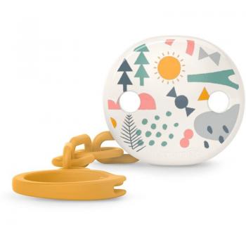 Sujeta chupete broche pinza ovalado con cadena Suavinex - Clip para chupete, diseño ovalado, incluye cadena, color amarillo, 1 unidad