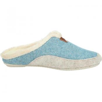 Zapatillas Casa NORTEÑAS para mujer color cielo, interior de lana pura, plantilla extraíble, piso de goma antideslizante, hechas en España