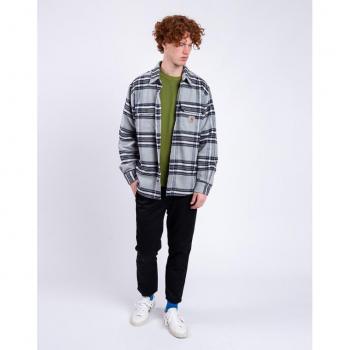 Carhartt WIP Men's L/S Hawkins Checked Flannel Shirt - Grey Heather/Blue, Size S