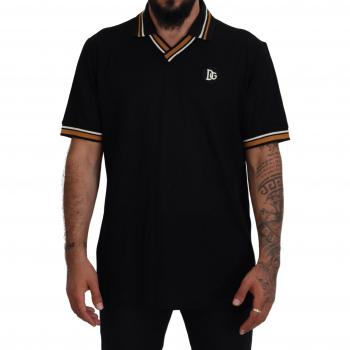 Dolce & Gabbana Black Silk Collar Short Sleeve Polo T-shirt - IT46 | S