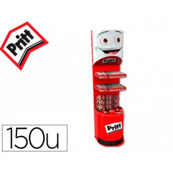 Expositor de Suelo Metálico con Luz y Pegamento en Barra Pritt, 150 Unidades de 22g + 75 Unidades de 43g + 48 Unidades Compact Flex de 4.2g