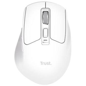 Ratón Inalámbrico Trust Niven Blanco 3200 DPI USB-C, Ergonómico para Diestros, 7 Botones, Recargable