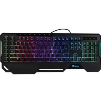NGS GKX-450- Teclado Gaming de Membrana con Luces RGB, QWERTY Español, Programable, 19 Teclas Multimedia, Cable 1,8m, Negro
