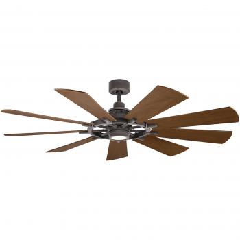 Ventilador de techo LED Gentry 165cm blanco/nogal oscuro con control remoto y luz regulable 3000K