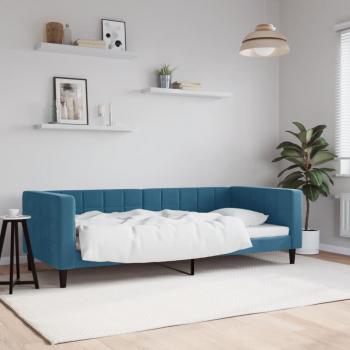 Cama de día azul 90x200 cm en terciopelo