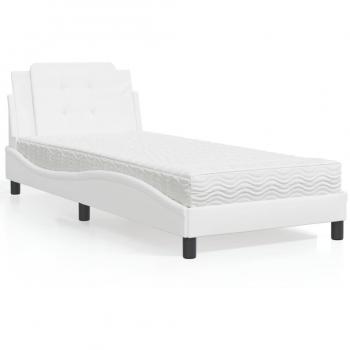 Cama con colchón de cuero sintético blanco 100x200 cm Vidaxl